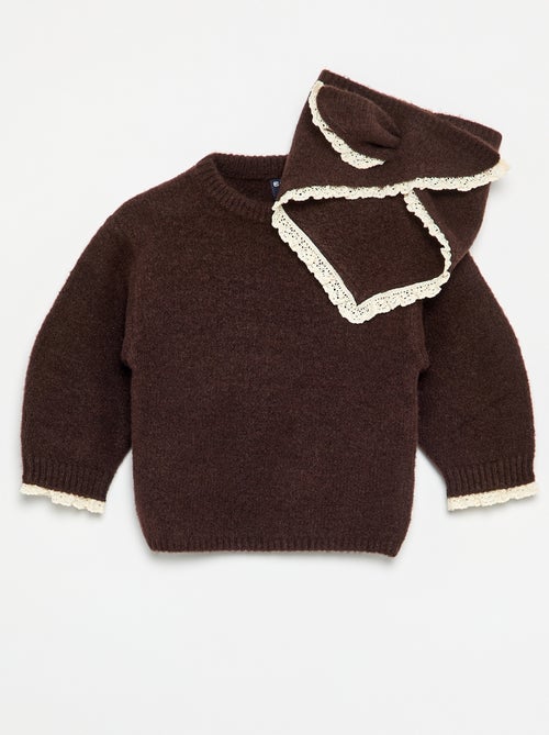 Conjunto de 2 piezas - jersey + pañuelo con detalles de macramé - Kiabi
