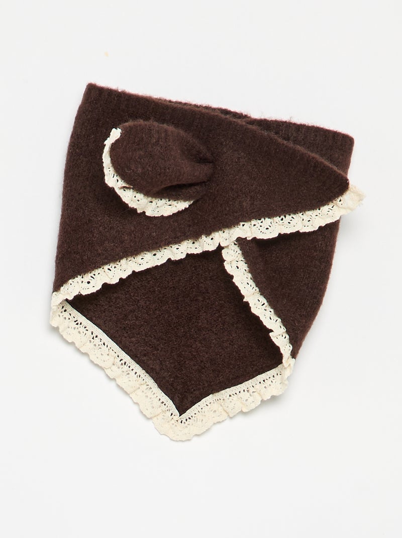 Conjunto de 2 piezas - jersey + pañuelo con detalles de macramé Marron - Kiabi