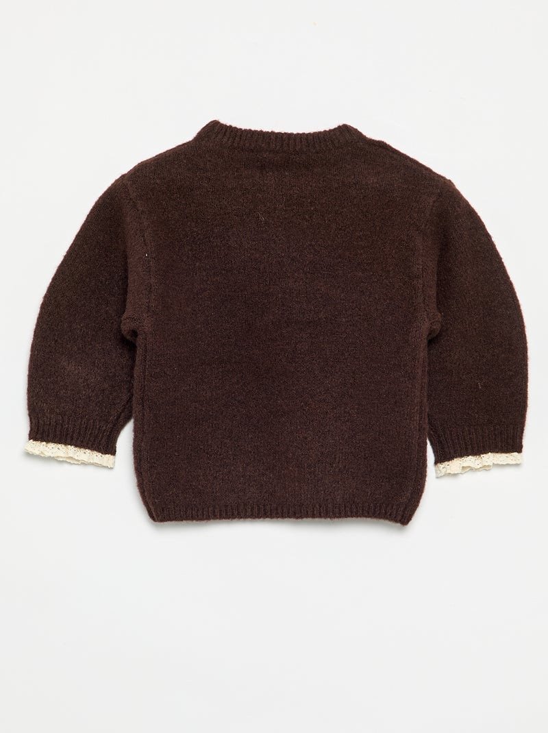 Conjunto de 2 piezas - jersey + pañuelo con detalles de macramé Marron - Kiabi