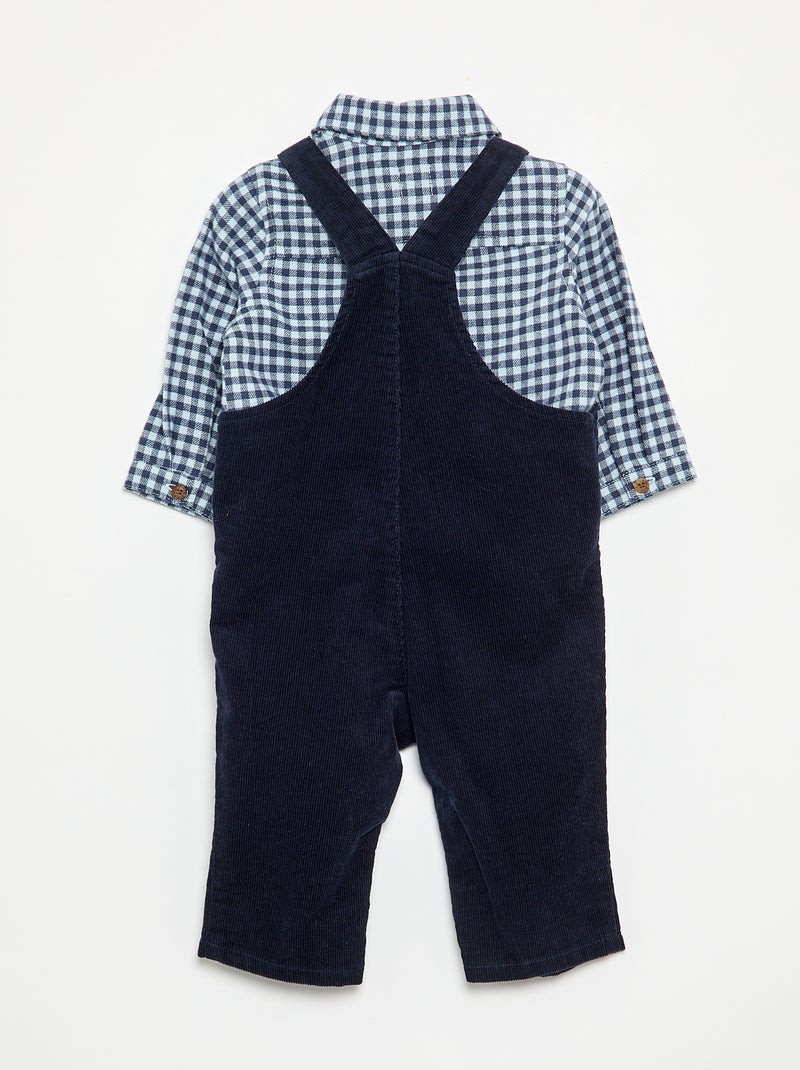 Conjunto de 2 piezas - Peto largo + Camisa de manga larga Azul - Kiabi