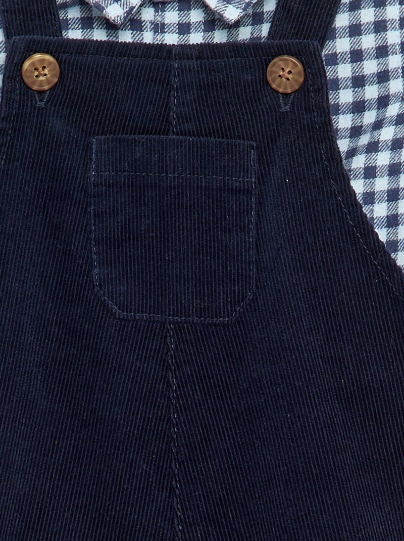 Conjunto de 2 piezas - Peto largo + Camisa de manga larga Azul - Kiabi