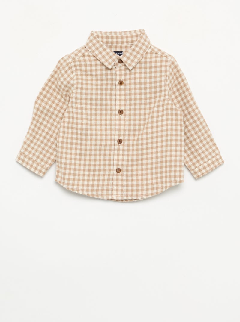 Conjunto de 2 piezas - Peto largo + Camisa de manga larga Beige - Kiabi