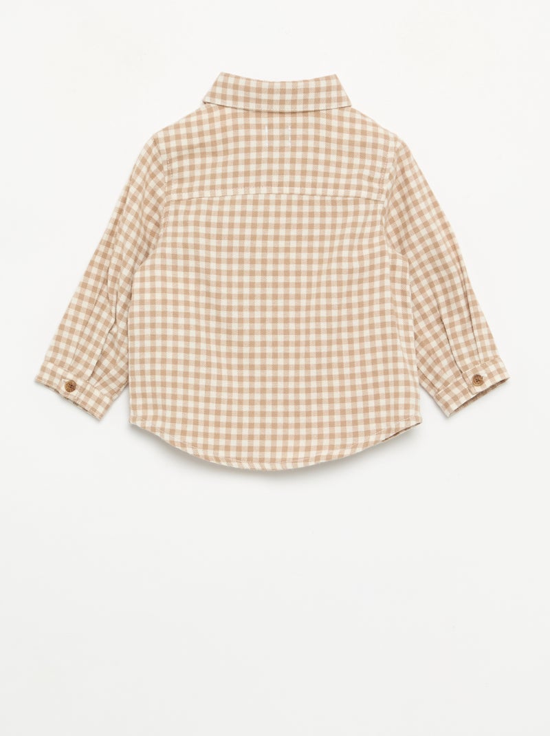 Conjunto de 2 piezas - Peto largo + Camisa de manga larga Beige - Kiabi