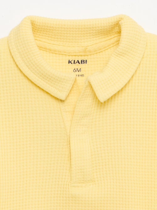Conjunto de 2 piezas - polo + pantalón corto de punto gofrado - Kiabi