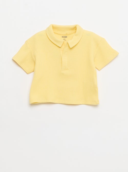 Conjunto de 2 piezas - polo + pantalón corto de punto gofrado - Kiabi