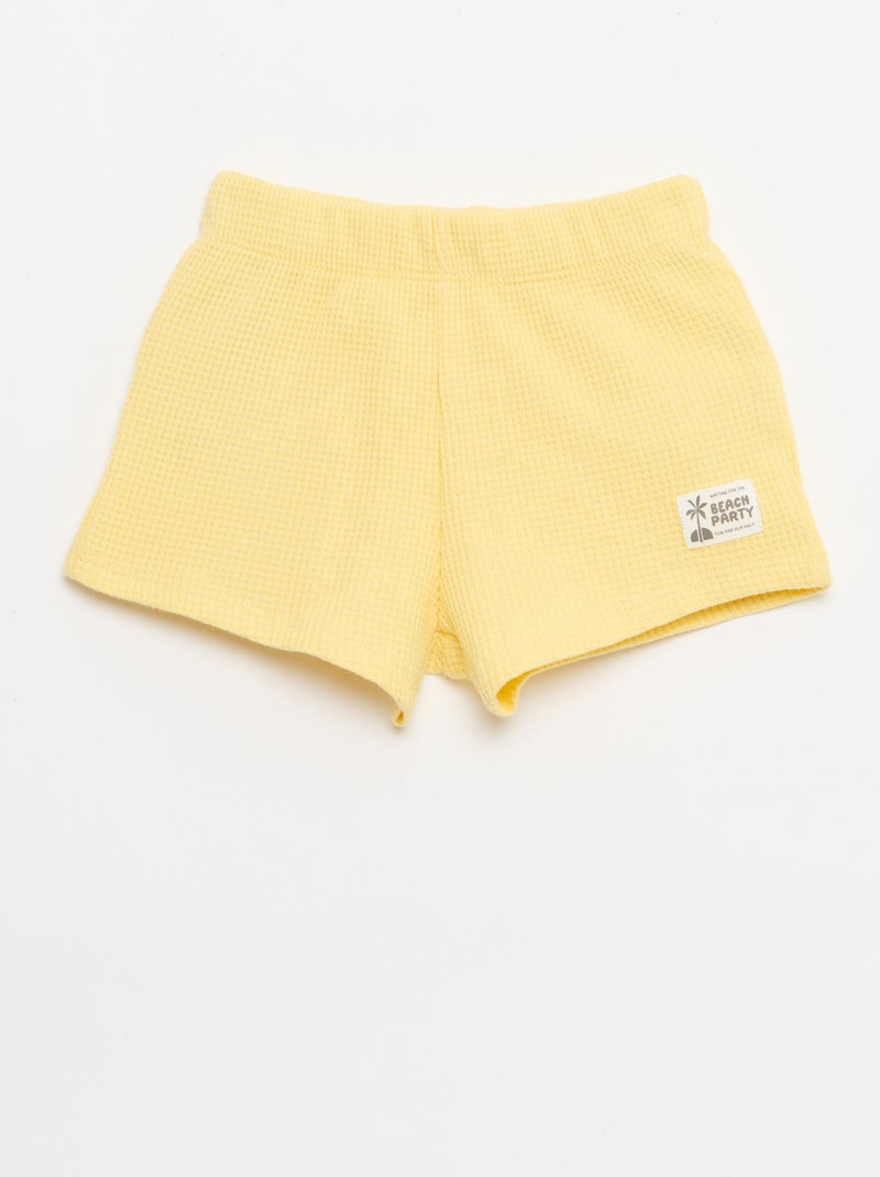 Conjunto de 2 piezas - polo + pantalón corto de punto gofrado Amarillo - Kiabi