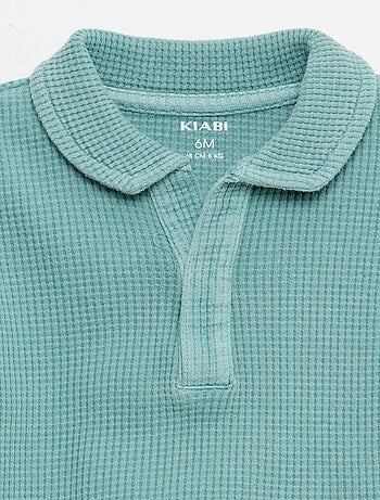 Conjunto de 2 piezas - polo + pantalón corto de punto gofrado