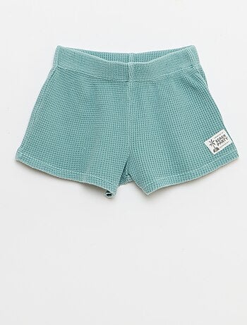 Conjunto de 2 piezas - polo + pantalón corto de punto gofrado