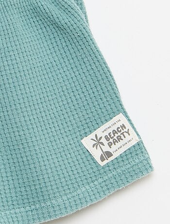 Conjunto de 2 piezas - polo + pantalón corto de punto gofrado