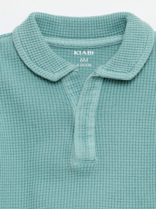 Conjunto de 2 piezas - polo + pantalón corto de punto gofrado - Kiabi
