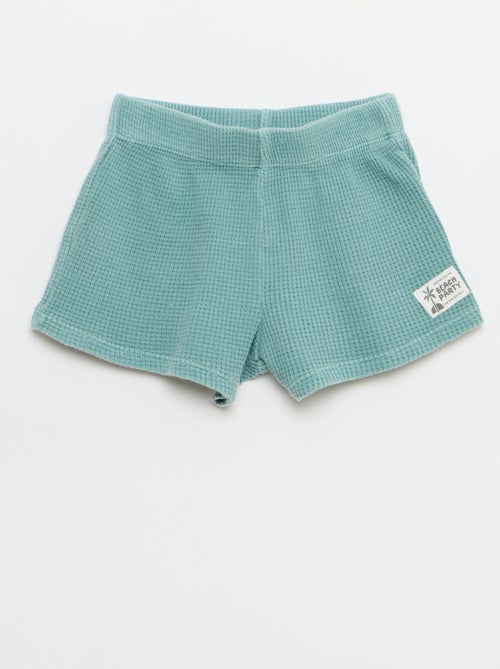 Conjunto de 2 piezas - polo + pantalón corto de punto gofrado - Kiabi