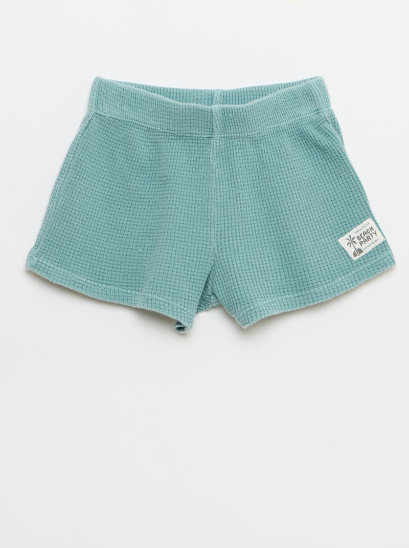 Conjunto de 2 piezas - polo + pantalón corto de punto gofrado Azul - Kiabi