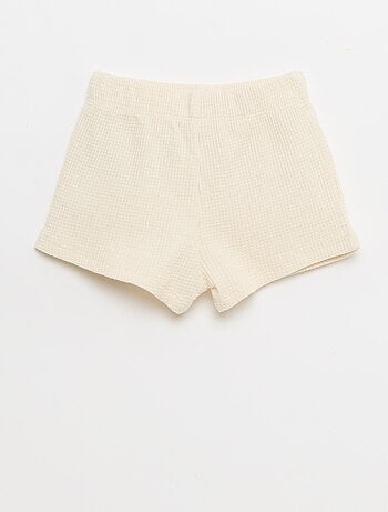 Conjunto de 2 piezas - polo + pantalón corto de punto gofrado