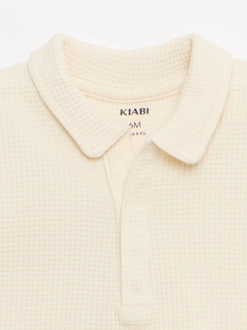 Conjunto de 2 piezas - polo + pantalón corto de punto gofrado - Kiabi