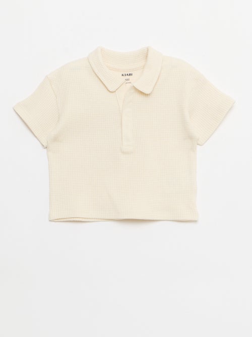 Conjunto de 2 piezas - polo + pantalón corto de punto gofrado - Kiabi