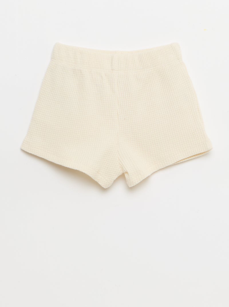 Conjunto de 2 piezas - polo + pantalón corto de punto gofrado Blanco - Kiabi