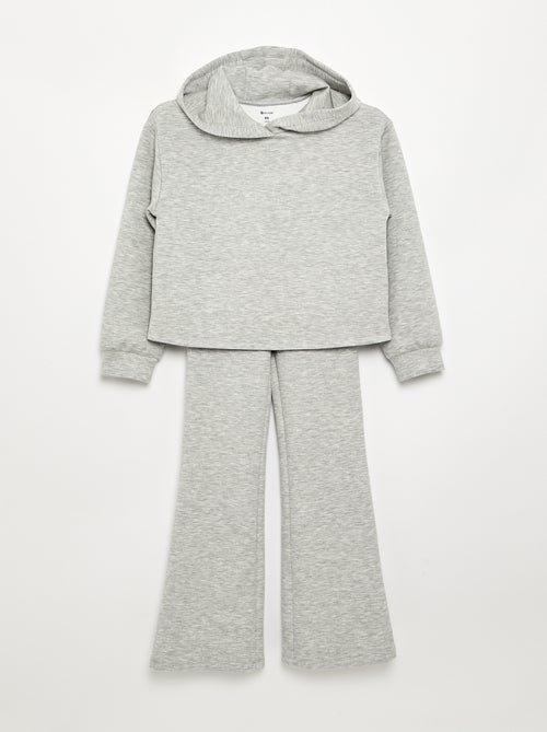 Conjunto de 2 piezas - Sudadera con capucha + legging acampanado - Kiabi