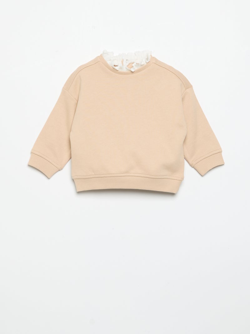 Conjunto de 2 piezas - Sudadera + pantalón ancho Beige - Kiabi