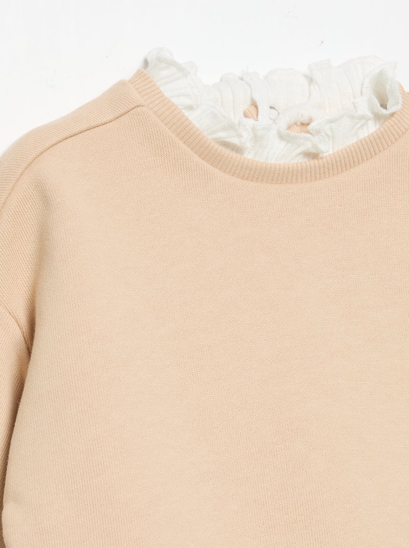 Conjunto de 2 piezas - Sudadera + pantalón ancho Beige - Kiabi