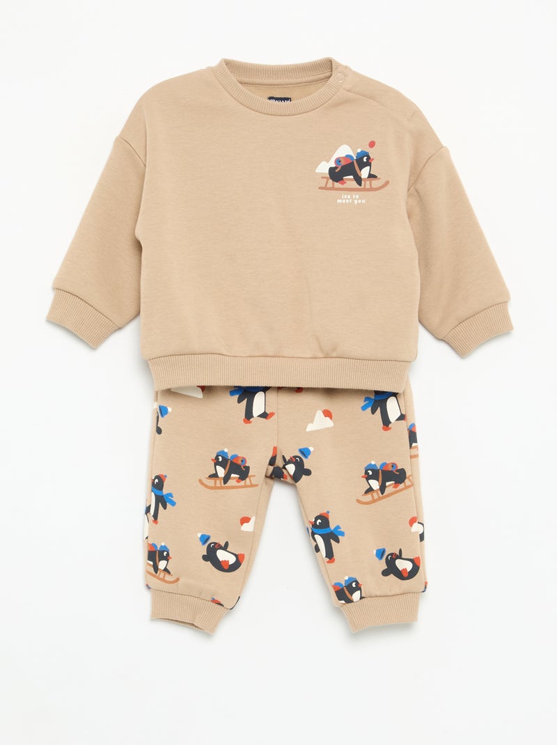 Conjunto de 2 piezas - Sudadera + pantalón Beige - Kiabi