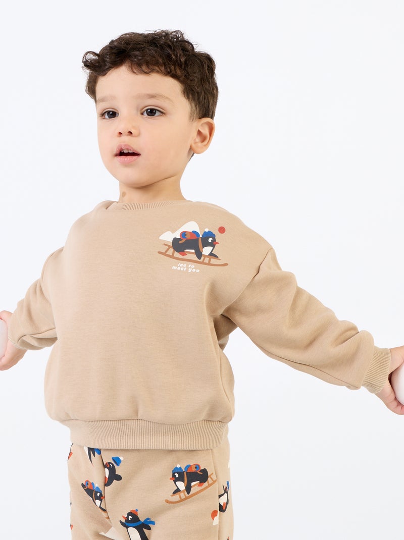 Conjunto de 2 piezas - Sudadera + pantalón Beige - Kiabi