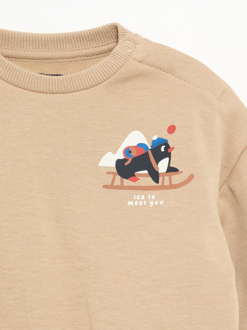 Conjunto de 2 piezas - Sudadera + pantalón Beige - Kiabi