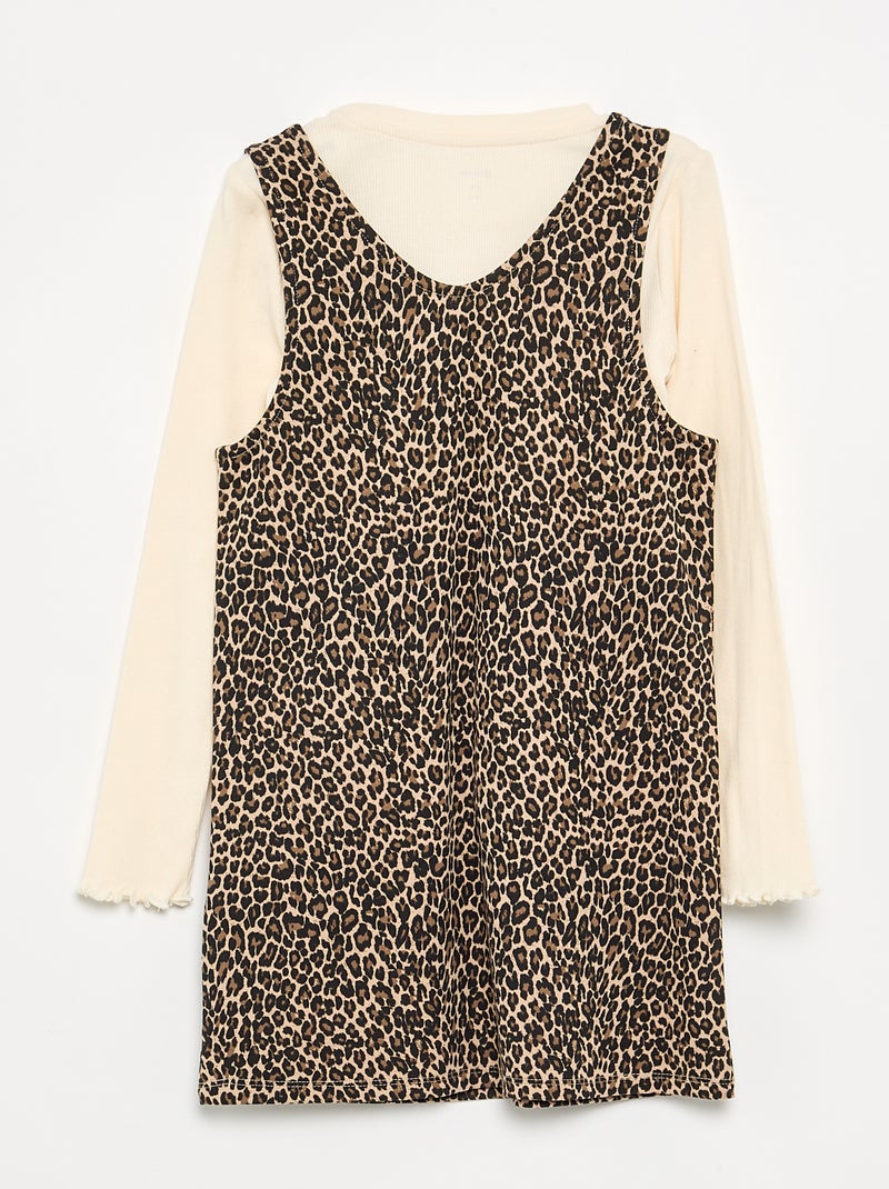 Conjunto de 2 piezas - Vestido + Camiseta de manga larga Beige - Kiabi