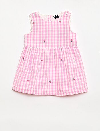 Conjunto de 2 piezas - Vestido vichy sin mangas de popelina de algodón + braguita