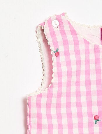 Conjunto de 2 piezas - Vestido vichy sin mangas de popelina de algodón + braguita