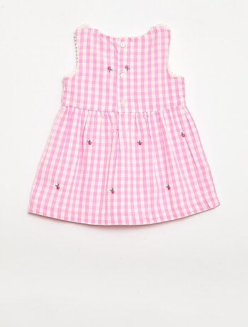 Conjunto de 2 piezas - Vestido vichy sin mangas de popelina de algodón + braguita