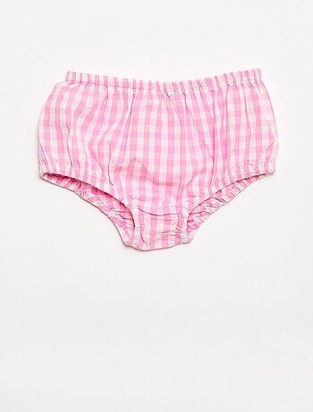 Conjunto de 2 piezas - Vestido vichy sin mangas de popelina de algodón + braguita