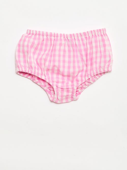 Conjunto de 2 piezas - Vestido vichy sin mangas de popelina de algodón + braguita - Kiabi