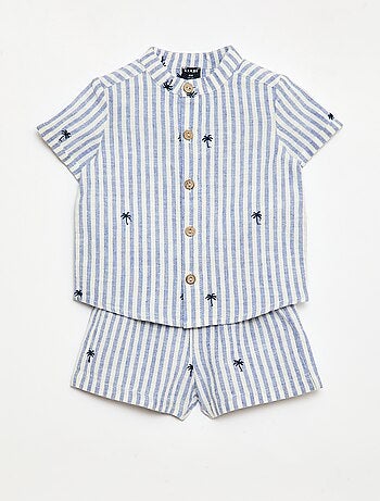 Conjunto de 2 piezas a rayas - camisa + pantalón corto