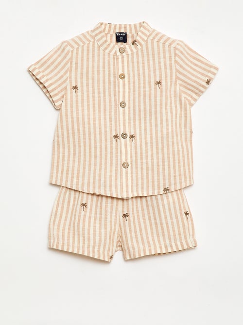 Conjunto de 2 piezas a rayas - camisa + pantalón corto - Kiabi