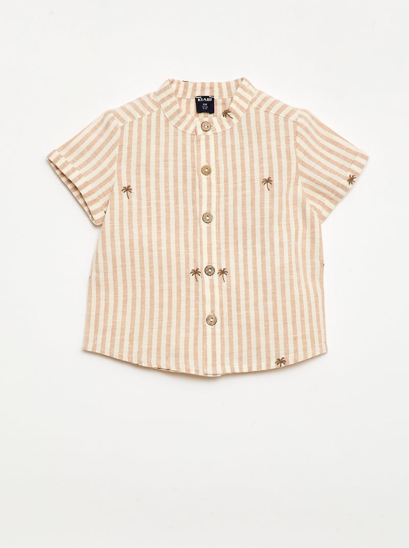 Conjunto de 2 piezas a rayas - camisa + pantalón corto Beige - Kiabi