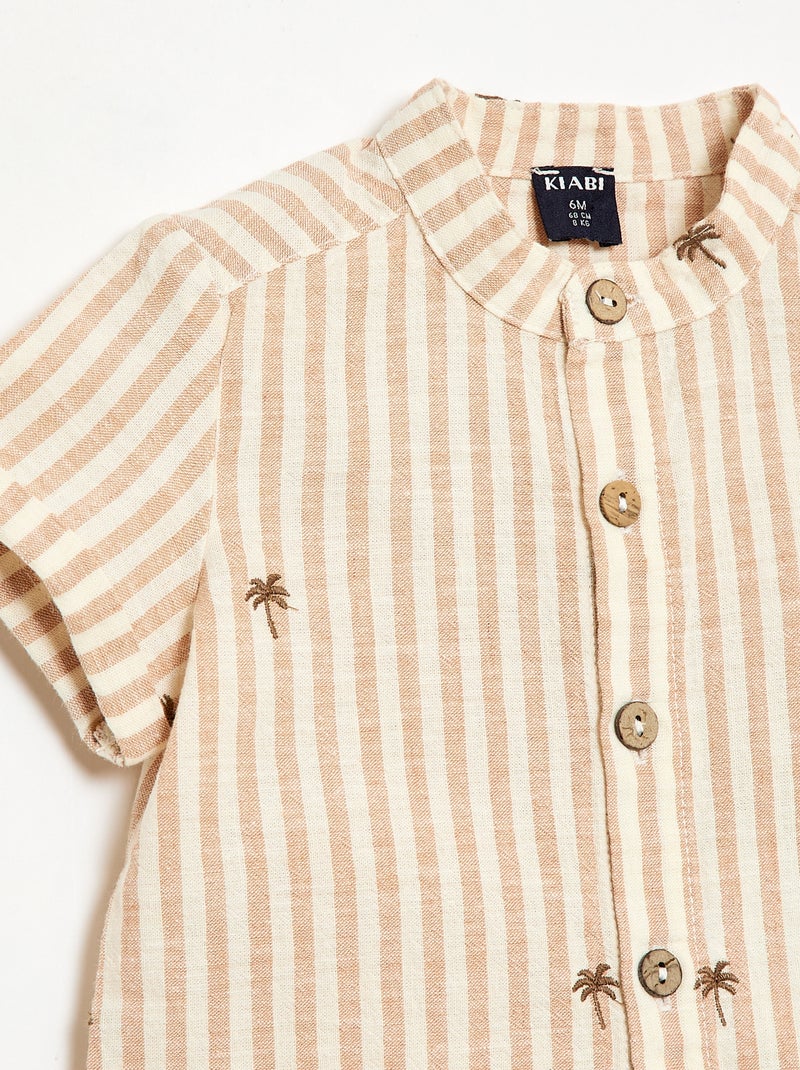 Conjunto de 2 piezas a rayas - camisa + pantalón corto Beige - Kiabi