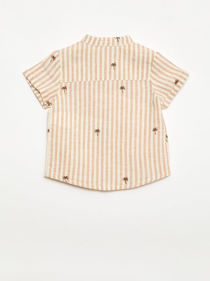 Conjunto de 2 piezas a rayas - camisa + pantalón corto Beige - Kiabi
