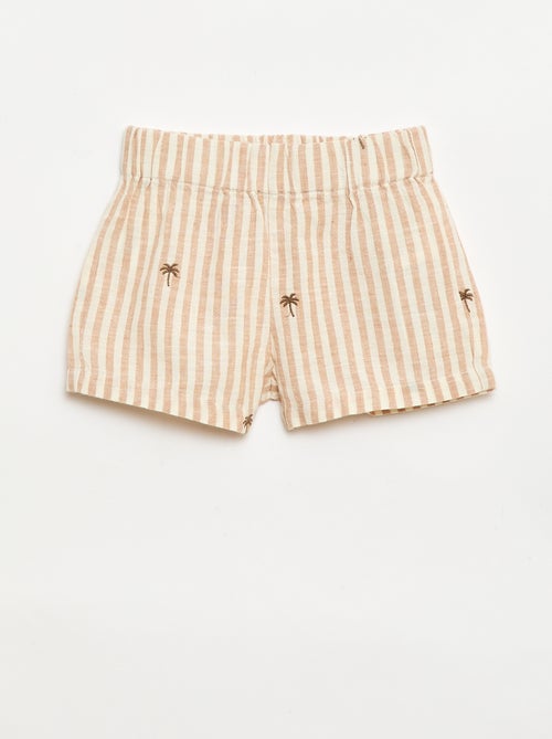 Conjunto de 2 piezas a rayas - camisa + pantalón corto - Kiabi