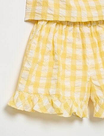 Conjunto de 2 piezas: blusa y short con volantes