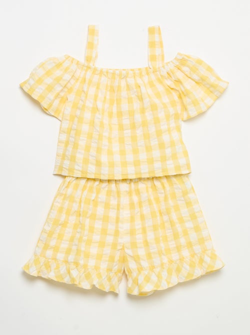 Conjunto de 2 piezas: blusa y short con volantes - Kiabi