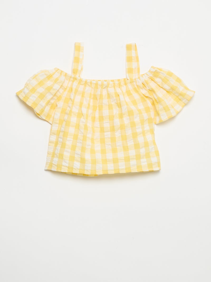 Conjunto de 2 piezas: blusa y short con volantes Amarillo - Kiabi