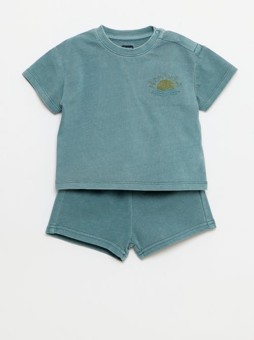 Conjunto de 2 piezas: camiseta bordada + pantalón corto - Kiabi
