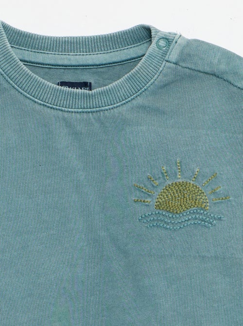 Conjunto de 2 piezas: camiseta bordada + pantalón corto - Kiabi