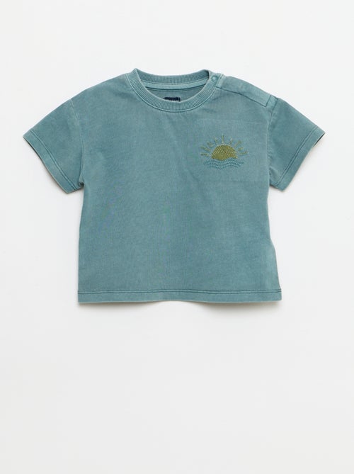 Conjunto de 2 piezas: camiseta bordada + pantalón corto - Kiabi