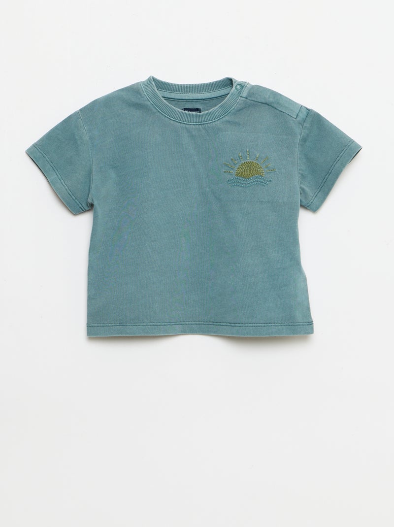 Conjunto de 2 piezas: camiseta bordada + pantalón corto Azul - Kiabi