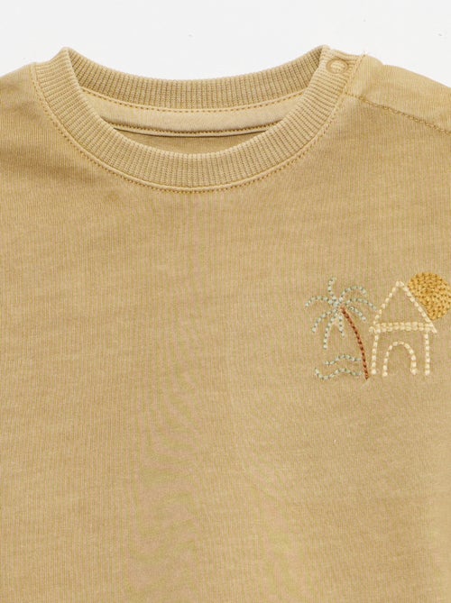 Conjunto de 2 piezas: camiseta bordada + pantalón corto - Kiabi