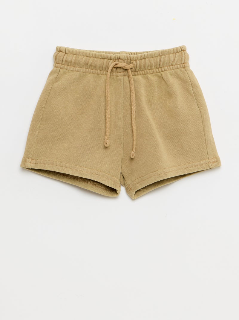Conjunto de 2 piezas: camiseta bordada + pantalón corto Beige - Kiabi
