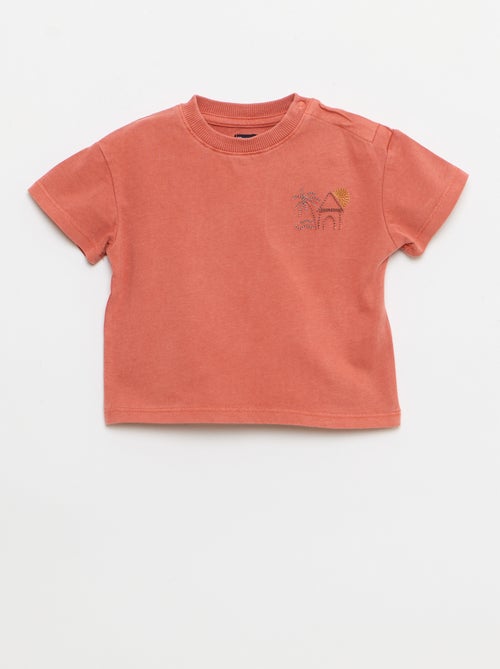 Conjunto de 2 piezas: camiseta bordada + pantalón corto - Kiabi