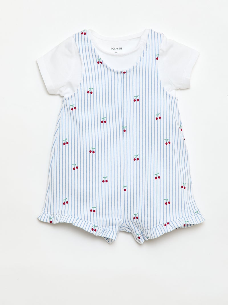 Conjunto de 2 piezas Camiseta + Mono corto Blanco - Kiabi
