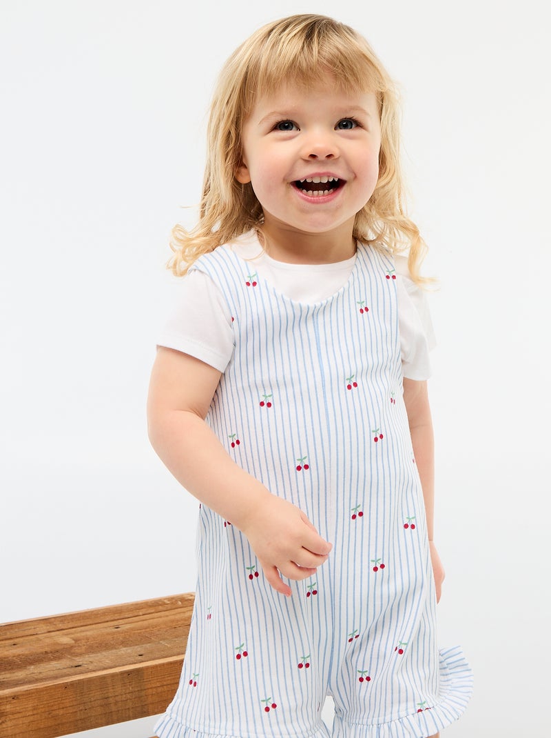 Conjunto de 2 piezas Camiseta + Mono corto Blanco - Kiabi